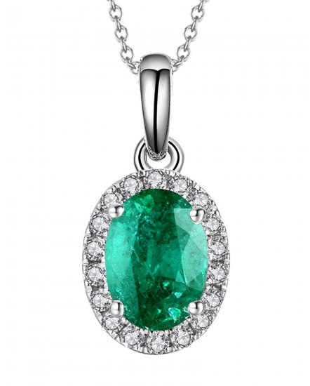 OVAL COLORED STONE DIAMOND PENDANT (VP406)